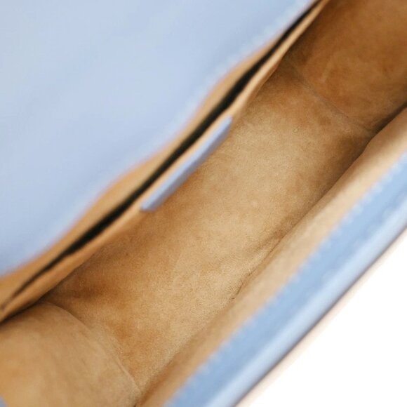 GUCCI Logo Sylvie Chain Mini Shoulder Bag Leather Blue GHW Italy 93RF525 - Picture 5 of 16